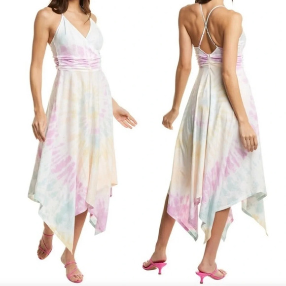 525 America Revolve Tie Dye Handkerchief Hem Maxi‎ Dress size Medium - Picture 3 of 9